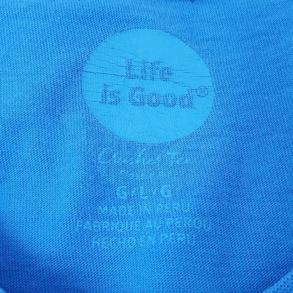LIFE IS GOOD BLUE SHORT SLEEVE T-SHIRT CRUSHER PATIO PORCH SUMMER WOMEN LARGE - Picture 11 of 14